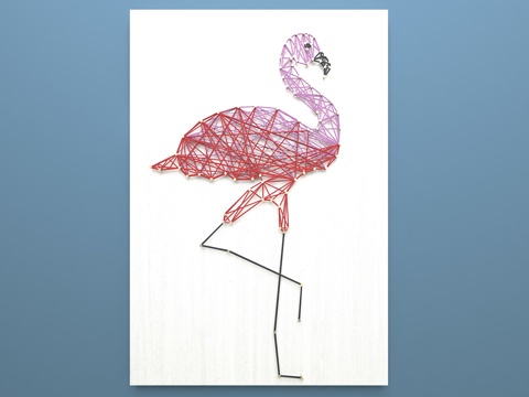  火烈鸟绕线画挂画3d模型 