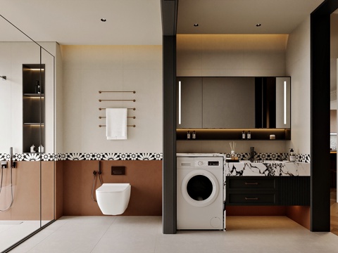  法式风格家居卫生间3d模型 