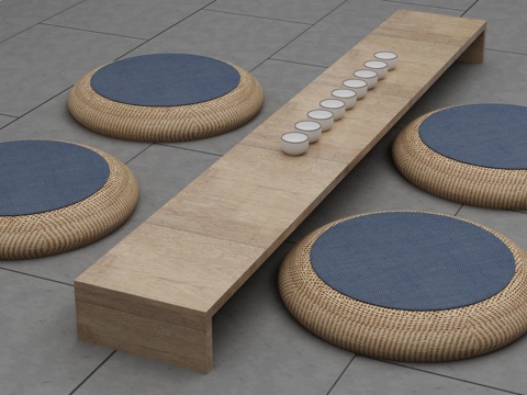  新中式茶桌组合3d模型 