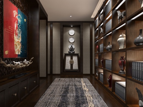  新中式玄关模型3d模型 