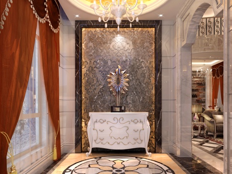  简约欧式别墅 玄关 吊灯3d模型 