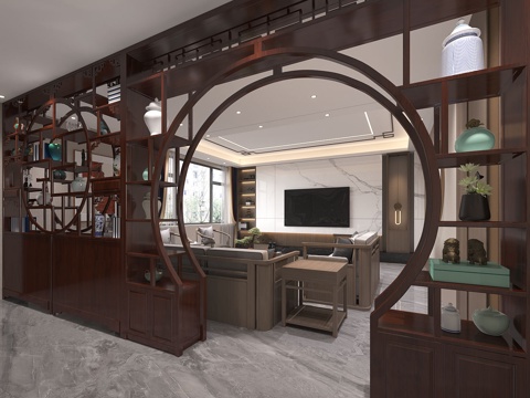  隔断柜 玄关柜 拱门柜 储物柜3d模型 