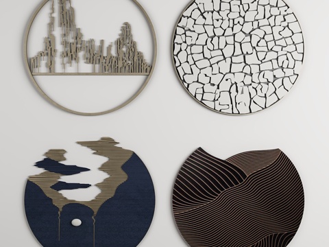  新中式禅意墙饰组合3d模型 