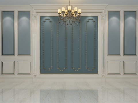  欧式背景墙 欧式吊灯3d模型 