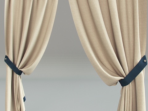  现代布艺窗帘3d模型 