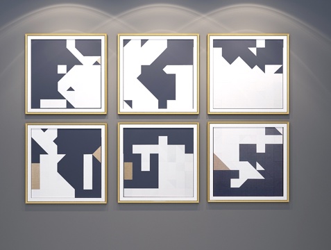  现代黑白简约挂画3d模型 