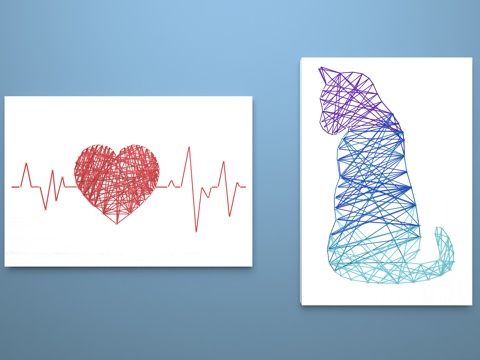  新中式装饰画绕线画3d模型 