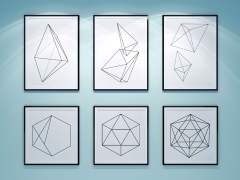  现代简约北欧线形挂画3d模型3d模型 