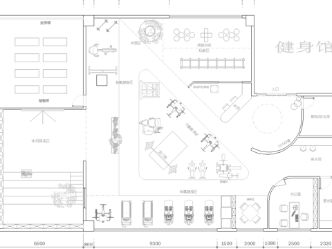 健身会所 最新平面施工图合集cad施工图