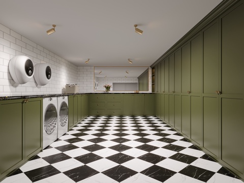  现代美式洗衣房3d模型 