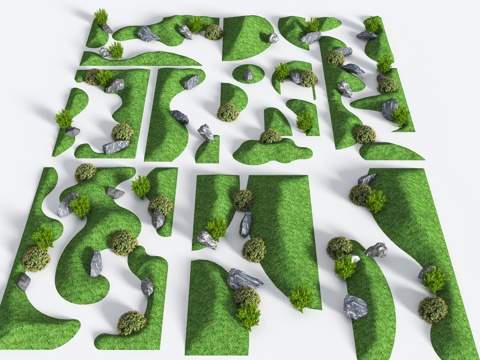  现代微地形 草坡 小山包 小土坡 枯山水 绿岛 庭院景观 景3d模型 
