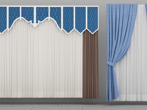  现代窗帘组合3d模型 
