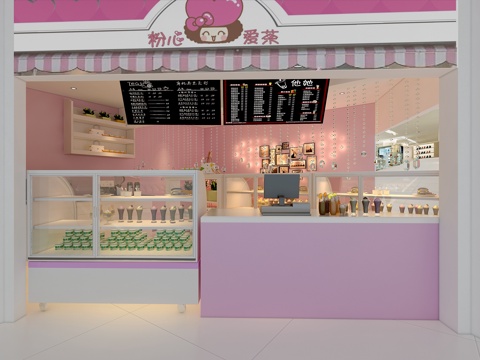  奶茶店 冷饮店3d模型 
