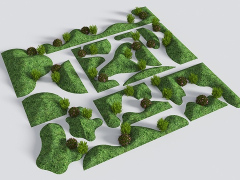  现代微地形 草坡 小山包 小土坡 枯山水 绿岛 庭院景观 景3d模型 