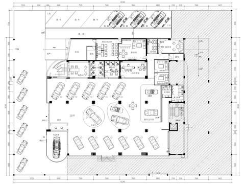 4s店汽车展厅维修体验服务中心平面图cad施工图