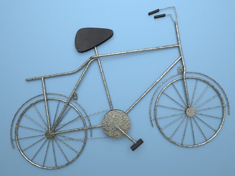  工业风自行车墙饰3d模型 