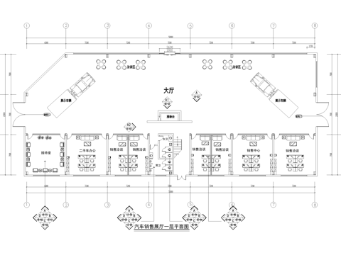 二层4s店汽车展厅洽谈体验服务中心室内工装cad施工图