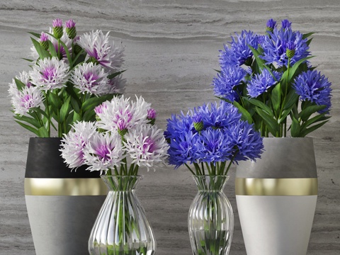  现代花瓶 花卉组合3D模型3d模型 