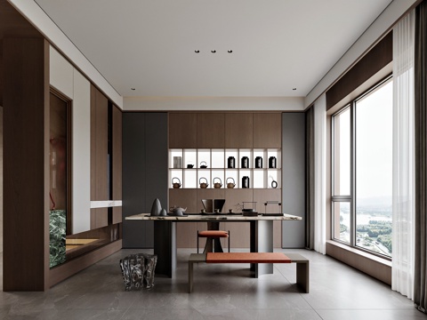  现代风格家居茶室3d模型 