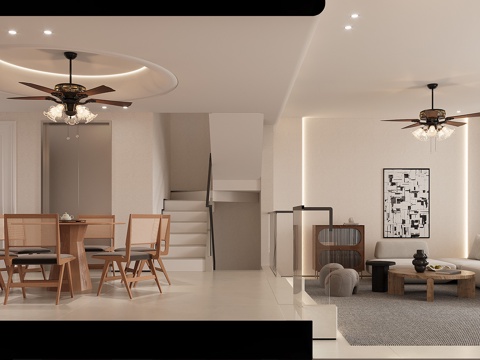  侘寂风客餐厅3d模型 