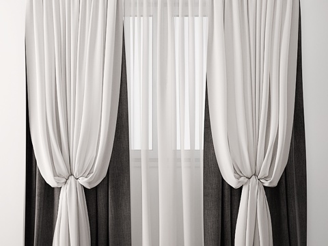  现代布艺窗帘3d模型 