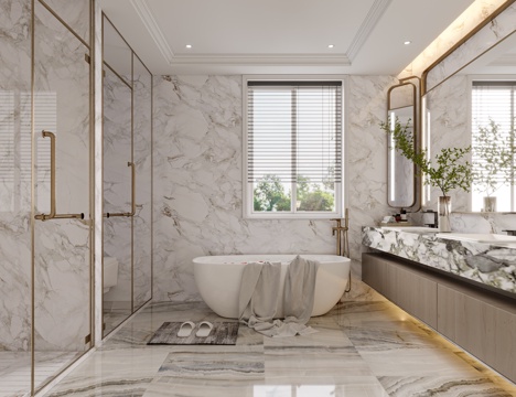  现代卫生间美式轻奢主卫3d模型 