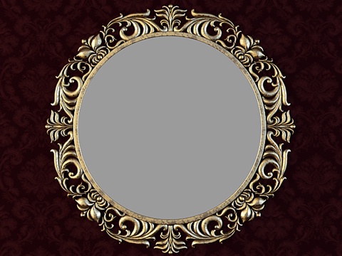  欧式雕花古典挂镜3d模型 