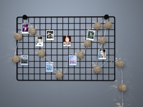  工业风网格挂画装饰藤球灯3d模型 