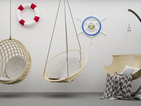  新中式摇椅组合3d模型 