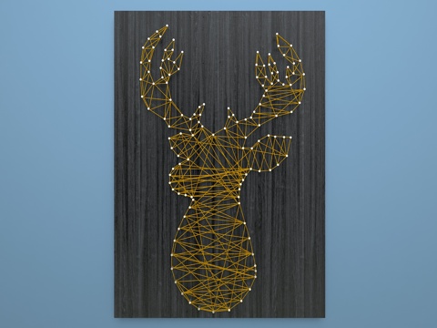  黄金鹿绕线画3d模型 