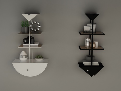  现代鱼骨形墙面装饰吊柜3d模型 