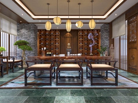  新中式茶室模型3d模型 