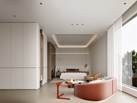  现代风格家居卧室3d模型 