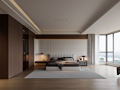  现代风格家居卧室3d模型 