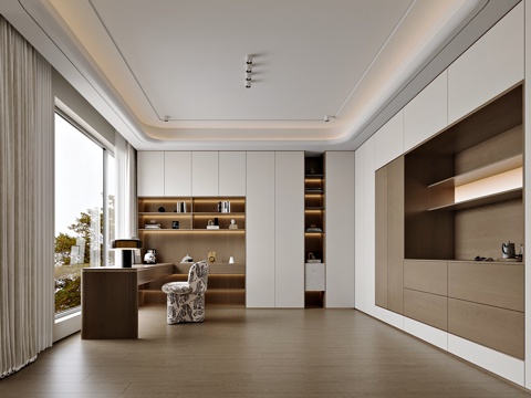  现代风格家居书房3d模型 