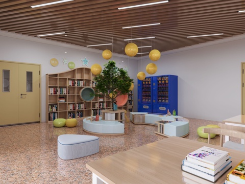  学校读书角 阅读区 活动区3d模型 
