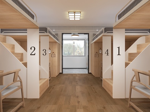  现代风格学生宿舍 青年旅社 公共卫生间3d模型 