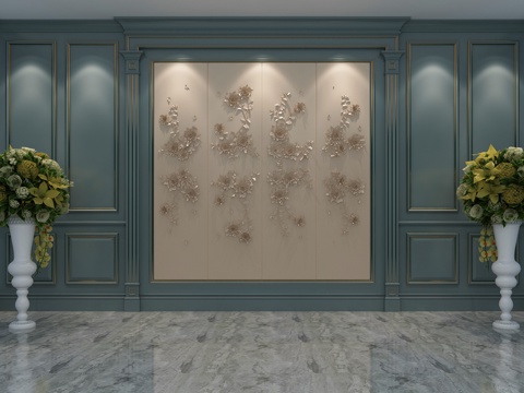  背景墙 形象墙 欧式背景墙 皮雕 欧式墙板 花3d模型 