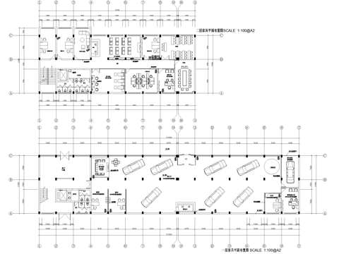 汽车展厅4s店体验服务中心二层平面图cad施工图
