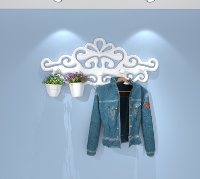  欧式白色田园衣架3d模型 