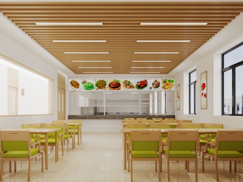  养老院餐厅 餐厅3d模型 