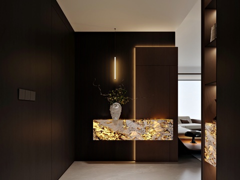  现代风格家居入户3d模型 