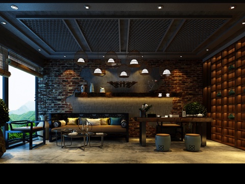  工业风茶室简约风个性3d模型 