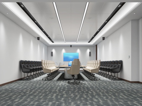  现代会议室3d模型 