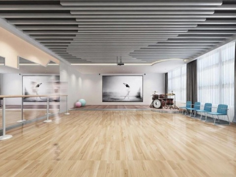 现代工业风多功能艺术空间设计 舞蹈练习室3D渲染案例免费3d模型