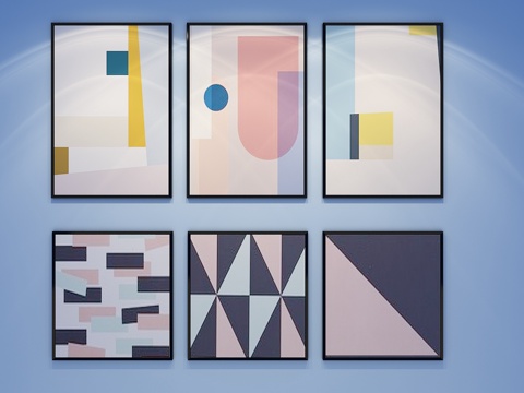  现代北欧几何形装饰挂画3d模型 