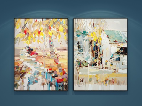  现代简约北欧油画3d模型 