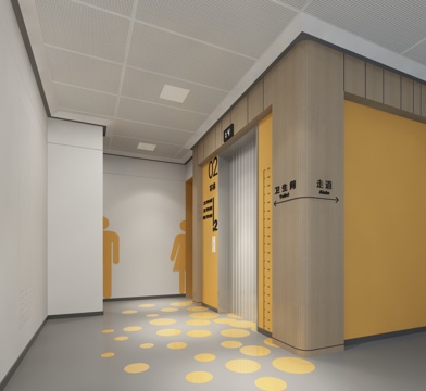  现代电梯间 厕所3d模型 