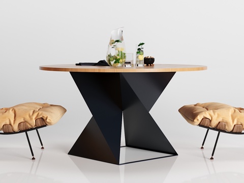  现代简约休闲椅子餐桌组合3d模型 