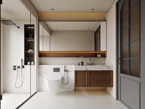  法式风格家居卫生间3d模型 